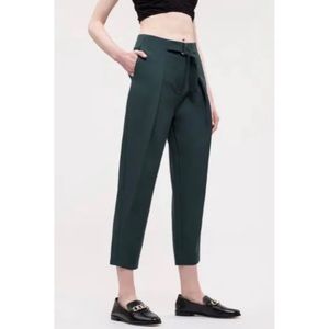 J.O.A. Green Pleated Slide Belt Cropped Pants
